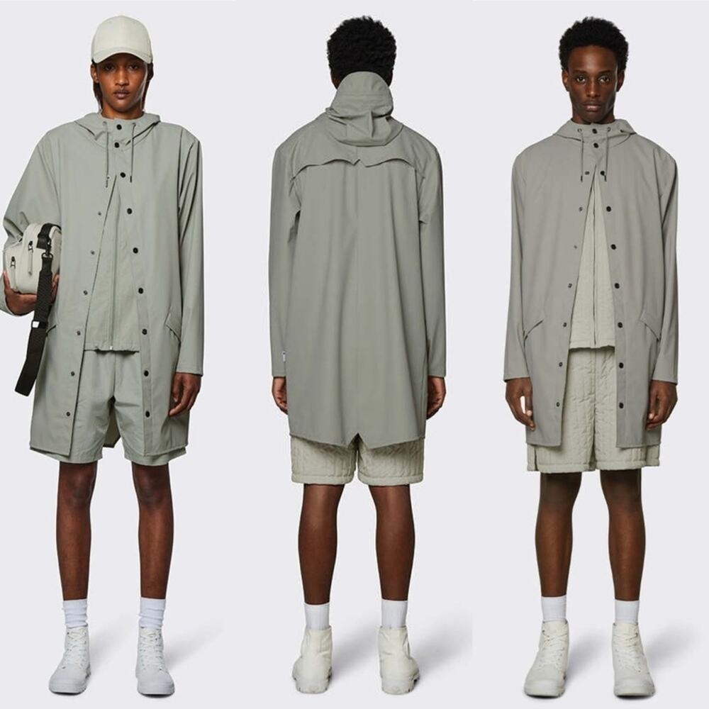 Rains Long Jacket Unisex Cement XL Hooded